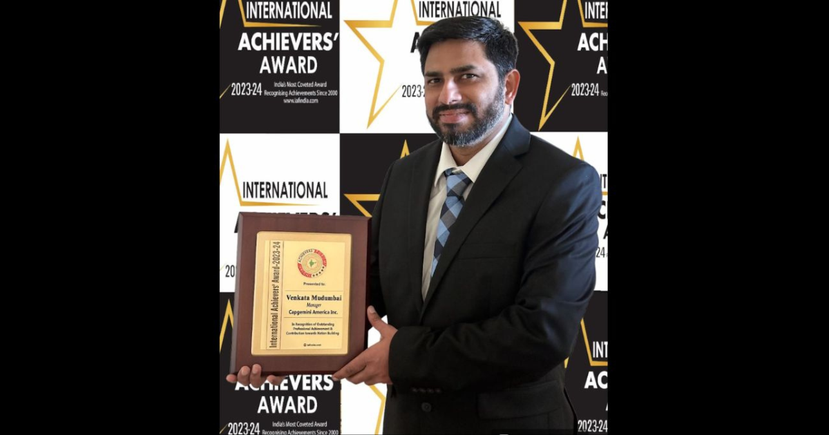 Tech Visionary, Venkata Mudumbai was honored with the International Achievers Award by the Indian Achievers’ Forum